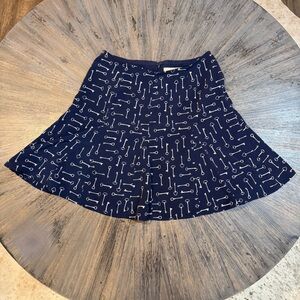 Banana Republic Navy Key Print Mini Skirt | Back Zip | Lined | Size 2